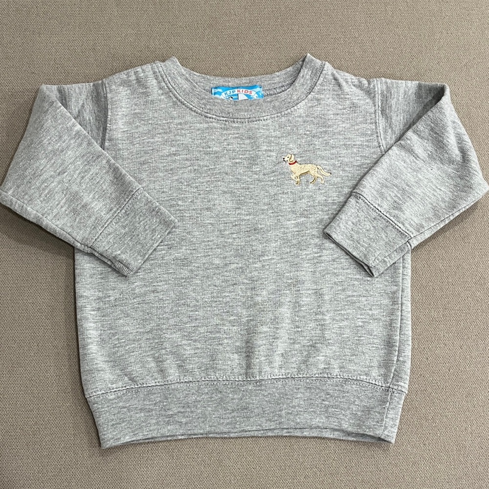 Gray Kids Sweatshirt with Embroidered Dog